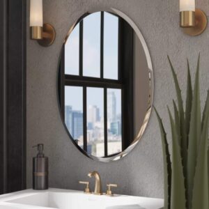 Quality Glass Oval Frameless Wall Mirror Mirror Home Decor Mirror For Bathrooms Wall Mirror Basin Mirror Size : 18 X 24 Inch QG 44