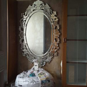 Quality Glass Venetian Oval Mirror for Living Room Decorative Mirror Dimension30x48 Inches VM 79