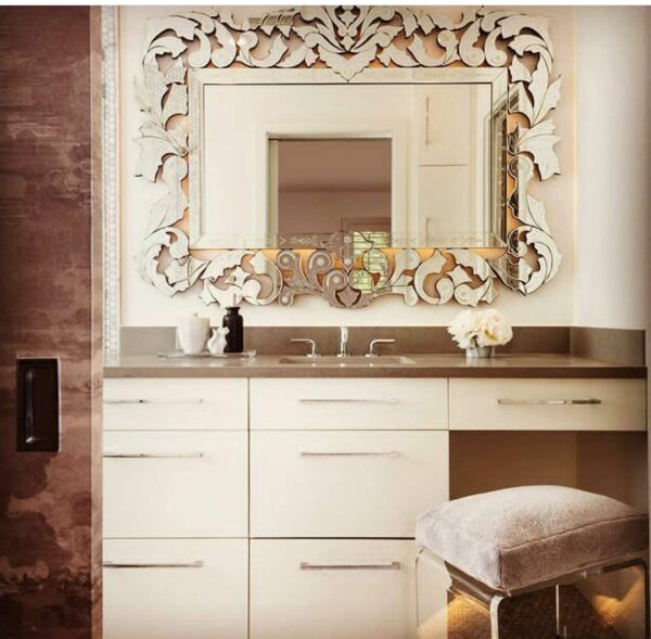 Quality Glass Venetian Rectangular Mirror for Living Room Decorative Mirror Dimension 40x60Inches VM 83