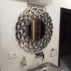 Quality Glass Round Decorative Silver Wall Mirror for Living Room Mirror in Home Wall Mirror Modern Mirror Size 30"X30" Inches TNM 1