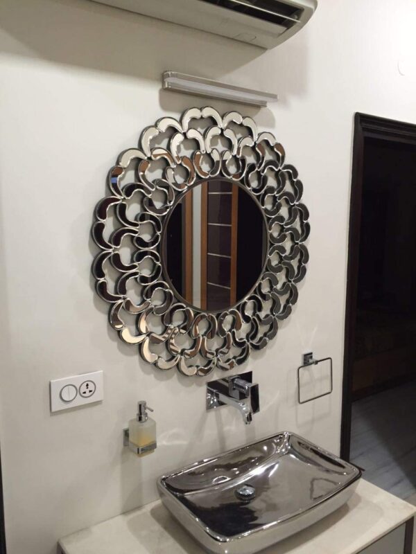 Quality Glass Round Decorative Silver Wall Mirror for Living Room Mirror in Home Wall Mirror Modern Mirror Size 30"X30" Inches TNM 1 - Image 4
