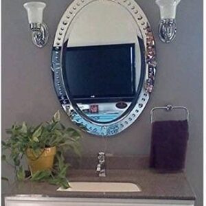 Quality Glass Oval Venetian Mirror Decorative Mirror Traditional Mirror Designer Art Mirror Living Room Mirror for Living Room Color Silver 20"x30" Inces SVM 68