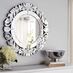 Quality Glass Round Venetian Mirror Decorative Mirror Traditional Mirror Designer Art Mirror Living Room Mirror for Living Room Color Silver 30"x30" Inces SVM 69
