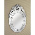 Quality Glass Oval Venetian Mirror Decorative Mirror Traditional Mirror Designer Art Mirror Living Room Mirror for Living Room Color Silver 22"x36" Inces SVM 71