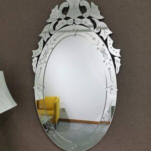 Quality Glass Oval Venetian Mirror Decorative Mirror Traditional Mirror Designer Art Mirror Living Room Mirror for Living Room Color Silver 22"x36" Inces SVM 74