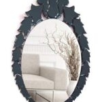 Quality Glass Oval Venetian Mirror Decorative Mirror Traditional Mirror Designer Art Mirror Living Room Mirror for Living Room Color Silver and Black 18"x30" Inces SVM 79