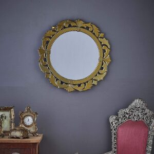 Quality Glass Venetian Round Mirror Decorative Mirror Traditional Mirror Designer Art Mirror Living Room Mirror for Living Room Color Silver 26"x26" Inces SVM 80