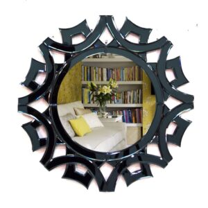 Quality Glass Decorative Round Modern Wall Mirror Mirror in Home Decorative Mirror Modern Mirror Mirror Size : 26"x26" Inches Color Silver and Black SVM 81