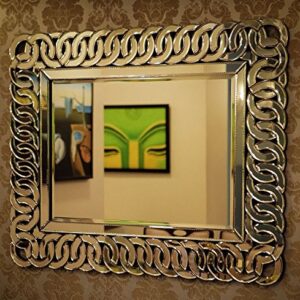 Quality Glass Silver Horizontal Decorative Wall Mirror for Living Room Wall Mirror Mirror for Bathroom Mirror in Home Decorative Mirror Modern Mirror Mirror Size 33"X44" Inches NMM 77