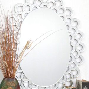 Quality Glass Silver Oval Decorative Wall Mirror for Living Room Wall Mirror Mirror for Bathroom Mirror in Home Decorative Mirror Modern Mirror Mirror Size : 30"X36" Inches NMM94