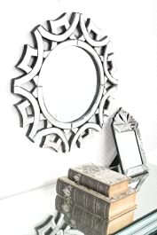Quality Glass Decorative Round Modern Wall Mirror Mirror in Home Decorative Mirror Modern Mirror Mirror Size : 24"x24" Inches Color Silver SVM 2