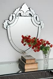Quality Glass Venetian Mirror Decorative Mirror Traditional Mirror Designer Art Mirror Living Room Mirror for Living Room Color Silver 23"x28" Inces SVM 25