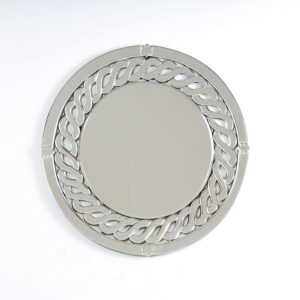 Quality Glass Round Decorative Modern Wall Mirror in Home Decorative Mirror Modern Mirror Mirror Size : 26"x26" Inches Color Silver SVM 34