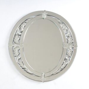 Quality Glass Venetian Round Mirror Decorative Mirror Traditional Mirror Designer Art Mirror Living Room Mirror for Living Room Color Silver 26"x26" Inces SVM 45