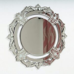 Quality Glass Venetian Round Mirror Decorative Mirror Traditional Mirror Designer Art Mirror Living Room Mirror for Living Room Color Silver 26"x26" Inces SVM 48