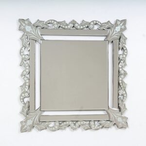 Quality Glass Venetian Square Mirror Decorative Mirror Traditional Mirror Designer Art Mirror Living Room Mirror for Living Room Color Silver 23"x23" Inces SVM 49