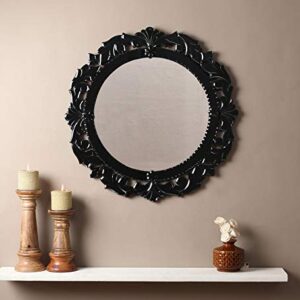 Quality Glass Venetian Round Mirror Decorative Mirror Traditional Mirror Designer Art Mirror Living Room Mirror for Living Room Color Silver and Black 26"x26" Inces SVM 50