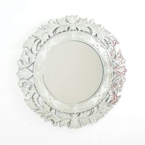 Quality Glass Venetian Round Mirror Decorative Mirror Traditional Mirror Designer Art Mirror Living Room Mirror for Living Room Color Silver 36"x36" Inces SVM 58