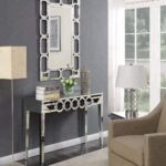 Quality Glass Modern Mirror with Console Mirror Set for Living Room Size of Console 40"x32"x18" Inches Size of Mirror M 30"x54" Inches Color Silver CCT 10