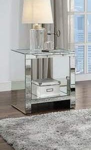 Quality Glass Modern Side Table for Living Room Size 18"x24"x18" Inches Color Silver CCT 104