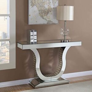 Quality Glass Modern Console for Living Room Size 40"x32"x18" Inches Color Silver CCT 109