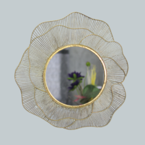Quality Glass Decorative Metal Frame Round Wall Mirror Bathroom Mirror Living Room Mirror Royal Mirror Villas Mirror Home Mirror Color Golden Size 30x30 Inches DMM 12