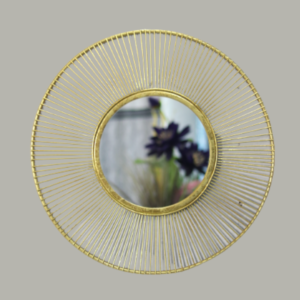 Quality Glass Decorative Metal Frame Round Wall Mirror Bathroom Mirror Living Room Mirror Royal Mirror Villas Mirror Home Mirror Color Golden Size 24x24 Inches DMM 14