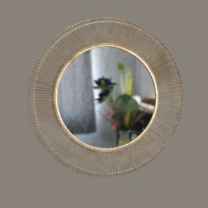 Quality Glass Decorative Metal Frame Round Wall Mirror Bathroom Mirror Living Room Mirror Royal Mirror Villas Mirror Home Mirror Color Golden Size 30x30 Inches DMM 24