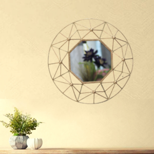 Quality Glass Decorative Metal Frame Round Wall Mirror Bathroom Mirror Living Room Mirror Royal Mirror Villas Mirror Home Mirror Color Golden with Golden Foiling Size 30x30 Inches DMM 27