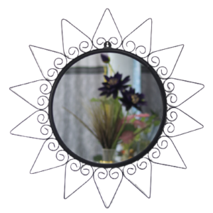 Quality Glass Decorative Metal Frame Round Wall Mirror Bathroom Mirror Living Room Mirror Royal Mirror Villas Mirror Home Mirror Color Black Size 30x30 Inches DMM 33