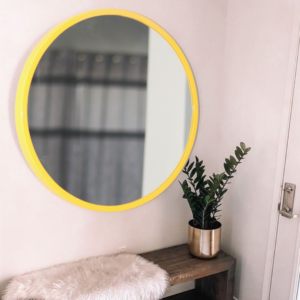 MAISSON Metal Frame Round Wall Mirror Royal Mirror Home Decorative Mirror Modern Mirror Living Room Mirror Wall Mirror Bathroom Mirror Size 18×18 Inches Color Black MF 11