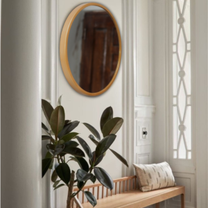 Quality Glass Metal frame round wall mirror royal mirror home decorative Mirror Modern Mirror Living Room Mirror Wall Mirror Bathroom Mirror Size 18×18 Inches Color Gloden MF 12