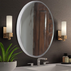 MAISSON Metal Frame Round Wall Mirror Royal Mirror Home Decorative Mirror Modern Mirror Living Room Mirror Wall Mirror Bathroom Mirror Size 24x24 inches Color Silver MF 3