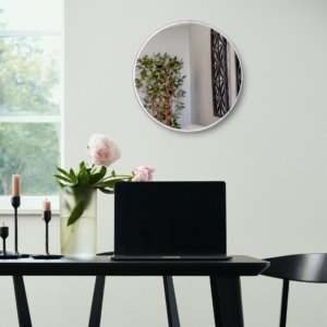 Quality Glass Metal Frame Round Wall Mirror Royal Mirror Home Decorative Mirror Modern Mirror Living Room Mirror Wall Mirror Bathroom Mirror Size 18×18 Inches Color silver MF 13