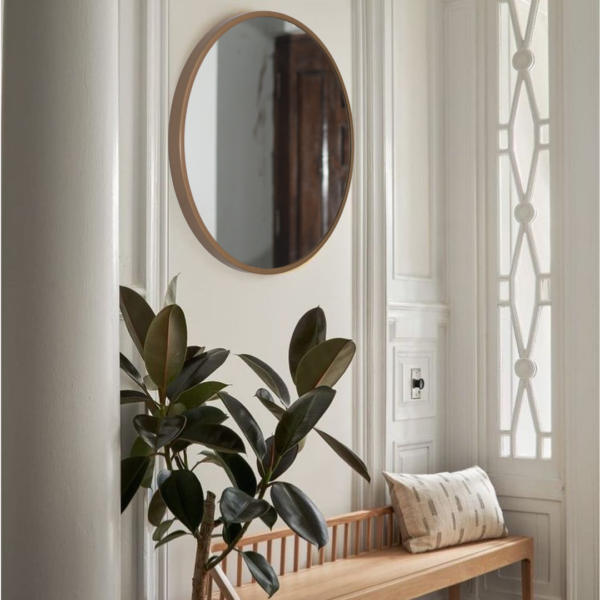 Quality Glass wall mirror metal frame round wall mirror for bathroom living room vanity decorative wall mirror wall mounted (24x24 Inches) - light brown (Framed) - Image 4