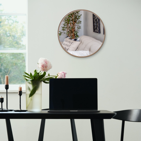 Quality Glass wall mirror metal frame round wall mirror for bathroom living room vanity decorative wall mirror wall mounted (24x24 Inches) - light brown (Framed) - Image 3