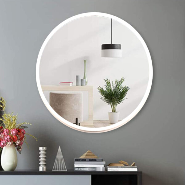 Quality Glass Wall Mirror Metal Frame Round Wall Mirror Metal Frame for Bathroom, Living Room, Vanity Decorative Wall Mirror Wall Mounted (18X18 Inches) - White MF 16 - Image 2