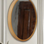 Quality Glass Metal Frame Round Wall Mirror Royal Mirror Home Decorative Mirror Modern Mirror Living Room Mirror Wall Mirror Bathroom Mirror Size 18×18 Inches Color Black MF 19