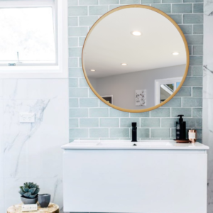 MAISSON Metal Frame Round Wall Mirror Royal Mirror Home Decorative Mirror Modern Mirror Living Room Mirror Wall Mirror Bathroom Mirror Size 24x24 inches Color Golden MF 9