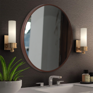 Quality Glass Wall Mirror Metal Frame Round Wall Mirror for Bathroom, Living Room, Vanity Decorative Wall Mirror Wall Mounted (24x24 Inches) color Copper