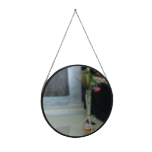 Quality Glass Metal Frame Round Wall Mirror Royal Mirror Home Decorative Mirror Modern Mirror Living Room Mirror Wall Mirror Bathroom Mirror Size 24x24 inches Color Black MF 32