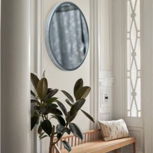 Quality Glass Metal Frame Round Wall Mirror Royal Mirror Home Decorative Mirror Modern Mirror Living Room Mirror Wall Mirror Bathroom Mirror Size 24x24 inches Color Silver MF 34
