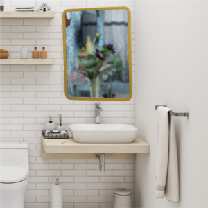 Quality Glass Metal Frame Rectangular Wall Mirror Royal Mirror Home Decorative Mirror Modern Mirror Living Room Mirror Wall Mirror Bathroom Mirror Size 18x24 inches Color Golden MF 38