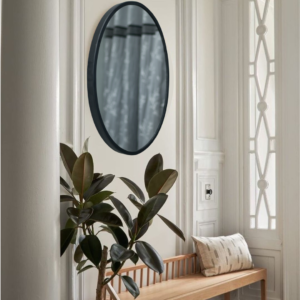 Quality Glass Metal Frame Round Wall Mirror Royal Mirror Home Decorative Mirror Modern Mirror Living Room Mirror Wall Mirror Bathroom Mirror Size 30x30 inches Color Black MF 47