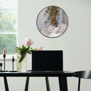 Quality Glass Metal Frame Round Wall Mirror Royal Mirror Home Decorative Mirror Modern Mirror Living Room Mirror Wall Mirror Bathroom Mirror Size 30x30 inches Color Copper MF 49