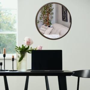 Quality Glass Metal Frame Round Wall Mirror Royal Mirror Home Decorative Mirror Modern Mirror Living Room Mirror Wall Mirror Bathroom Mirror Size 30x30 inches Color Golden MF 51