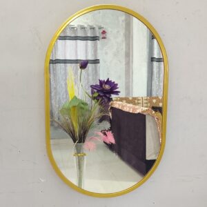 Quality Glass Metal Frame Shape Capsule Wall Mirror Royal Mirror Home Decorative Mirror Modern Mirror Living Room Mirror Wall Mirror Bathroom Mirror Size 16x24 inches Color Golden MF 58