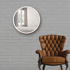 Quality Glass Wall Mirror Metal Frame Round Wall Mirror Metal Frame for Bathroom, Living Room, Vanity Decorative Wall Mirror Wall Mounted (18X18 Inches) - White MF 16