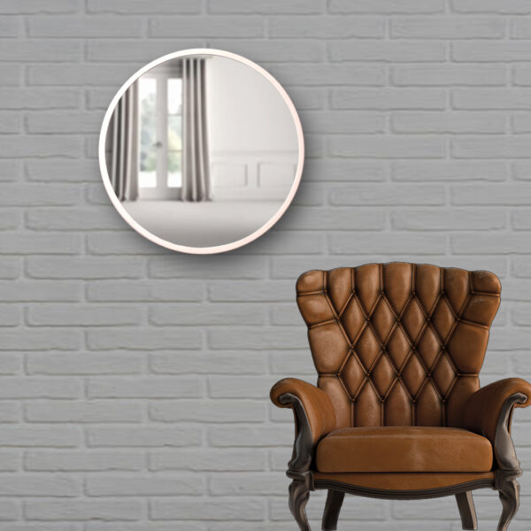 Quality Glass Wall Mirror Metal Frame Round Wall Mirror Metal Frame for Bathroom, Living Room, Vanity Decorative Wall Mirror Wall Mounted (18X18 Inches) - White MF 16