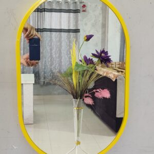 Quality Glass Metal Frame Shape Capsule Wall Mirror Royal Mirror Home Decorative Mirror Modern Mirror Living Room Mirror Wall Mirror Bathroom Mirror Size 16x24 inches Color Yellow MF 60